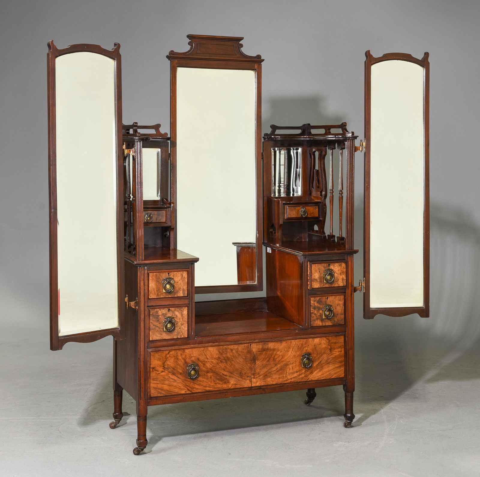 Edwardian Mahogany Triple Mirror Dresser c.1920's- 30's (1 of 4)