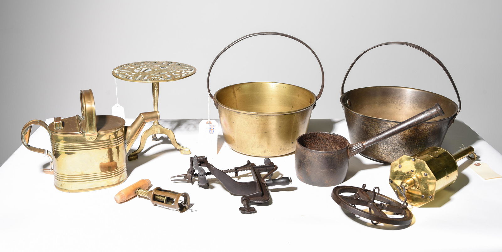 8pcs - 2 Brass Jam Pans, Vintage Corkscrew, Etc. (1 of 7)