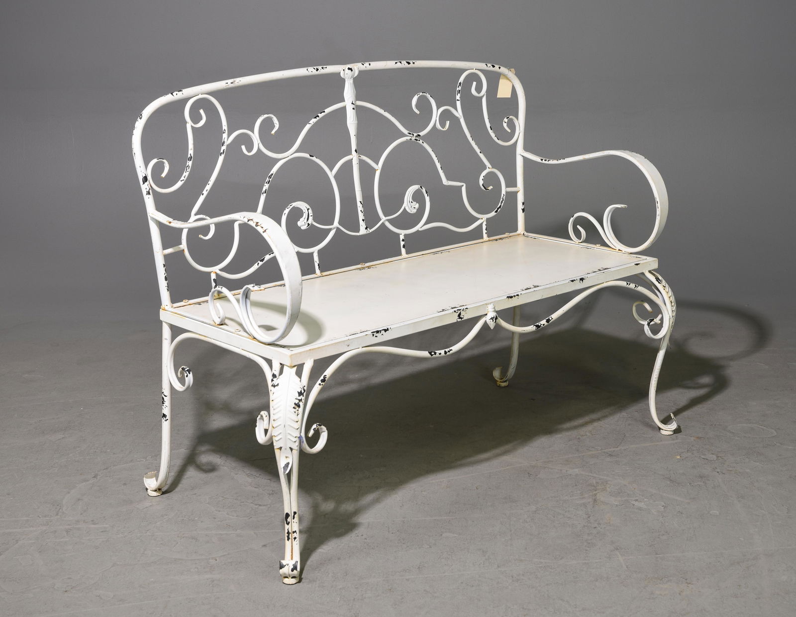 White Metal 2 Seater Garden / Park Bench (1 of 3)