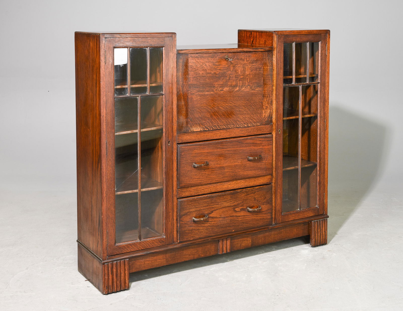 British Oak Side by Side Bookcase / Desk (1 of 3)