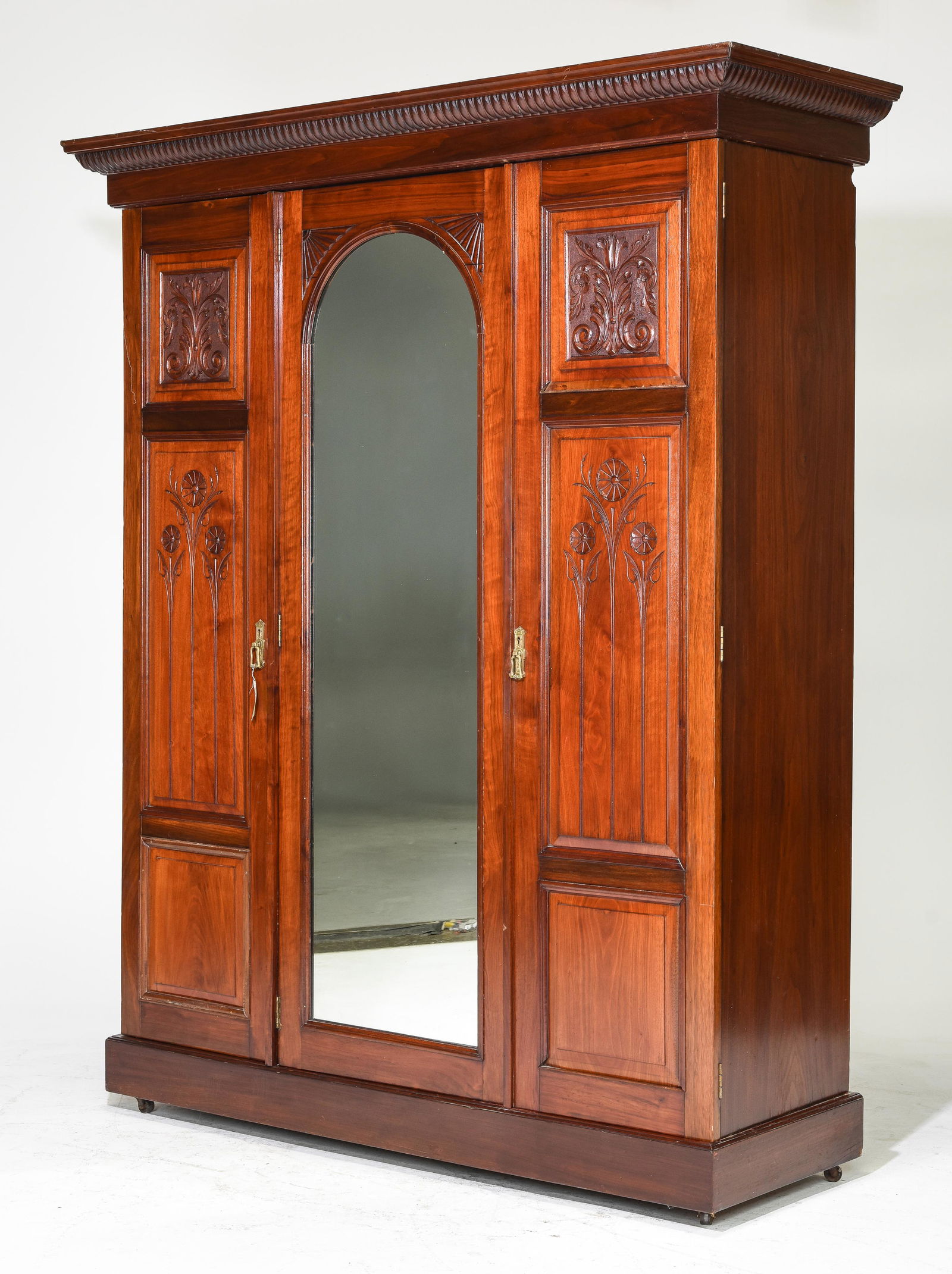 English Art Deco Style Triple Door Armoire / Robe (1 of 8)