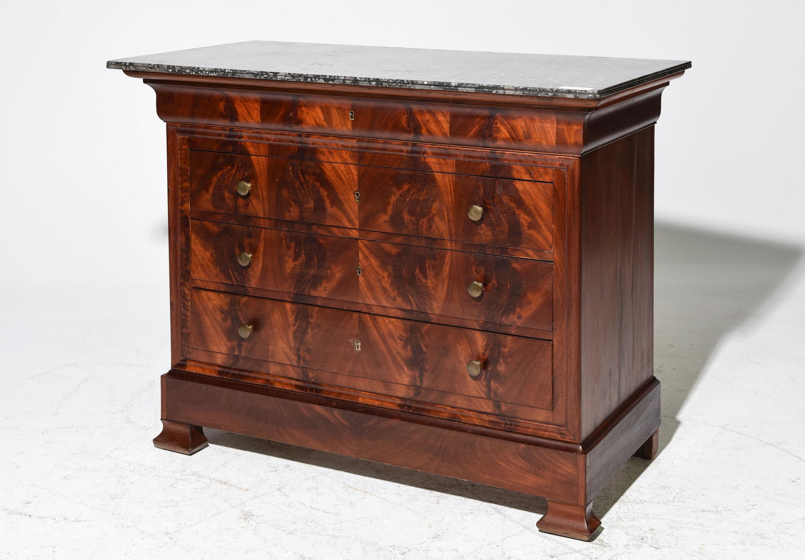 Louis Philippe Style Marble Top Mahogany Commode #1 (1 of 5)
