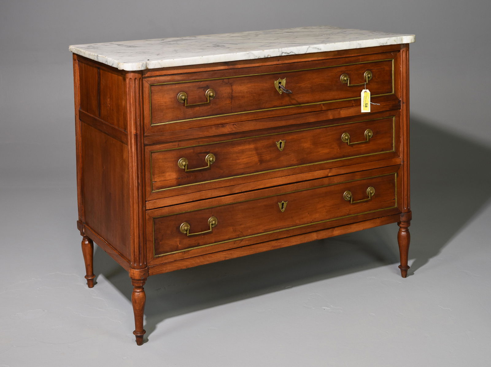 Louis XVI Style Marble Top Walnut Chest / Desk (1 of 5)