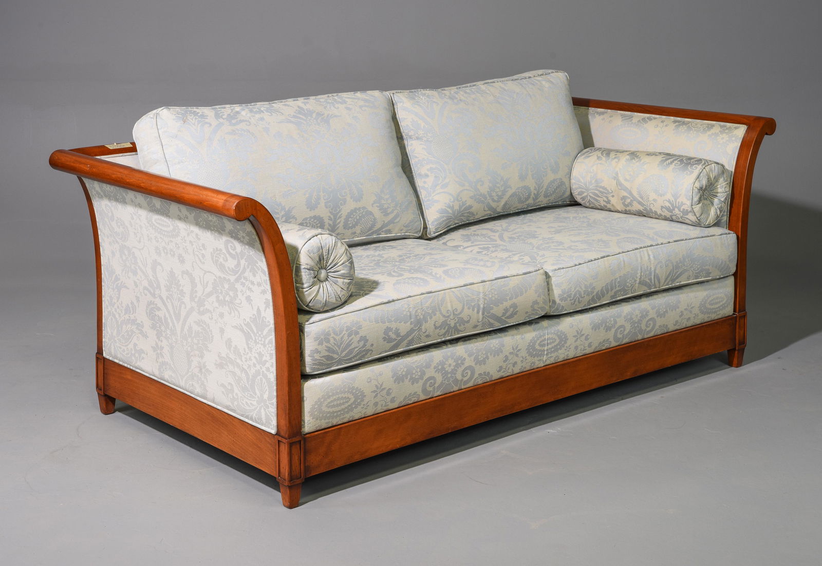 French Cherry Blue Upholstered Sofa (1 of 5)