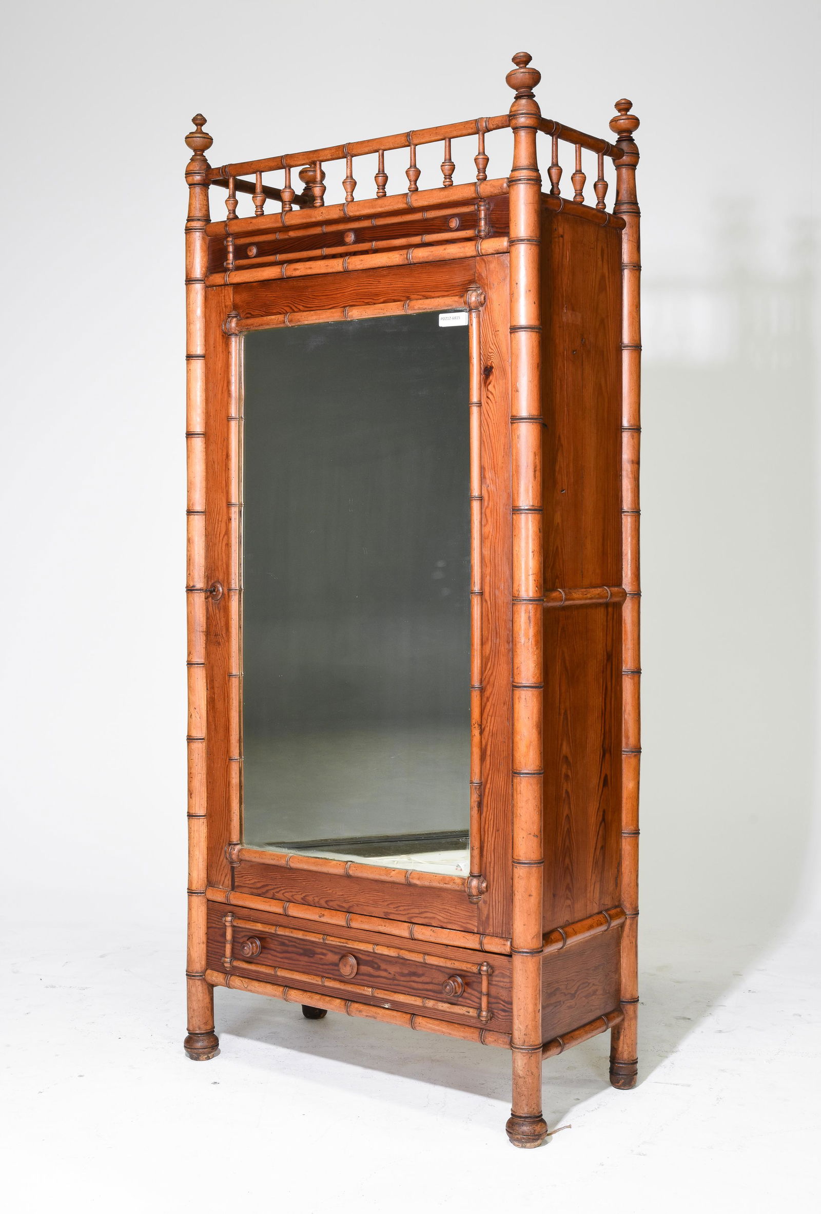 Faux Bamboo Mirror Door Armoire / Robe (1 of 4)