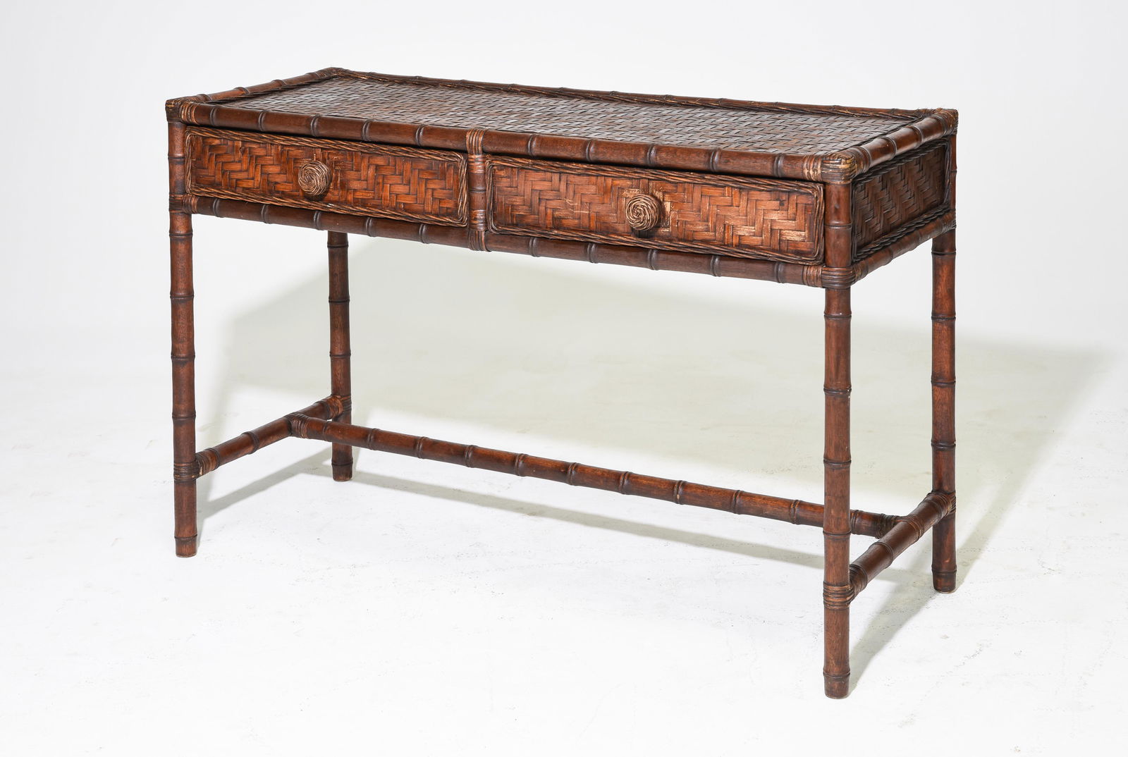 Faux Bamboo 2 Drawer Hall Table / Console (1 of 3)