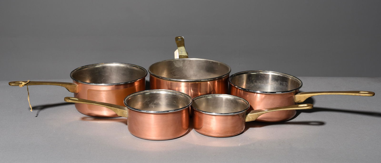 Set of 5 French Graduated Copper Sauce Pans (1 of 3)