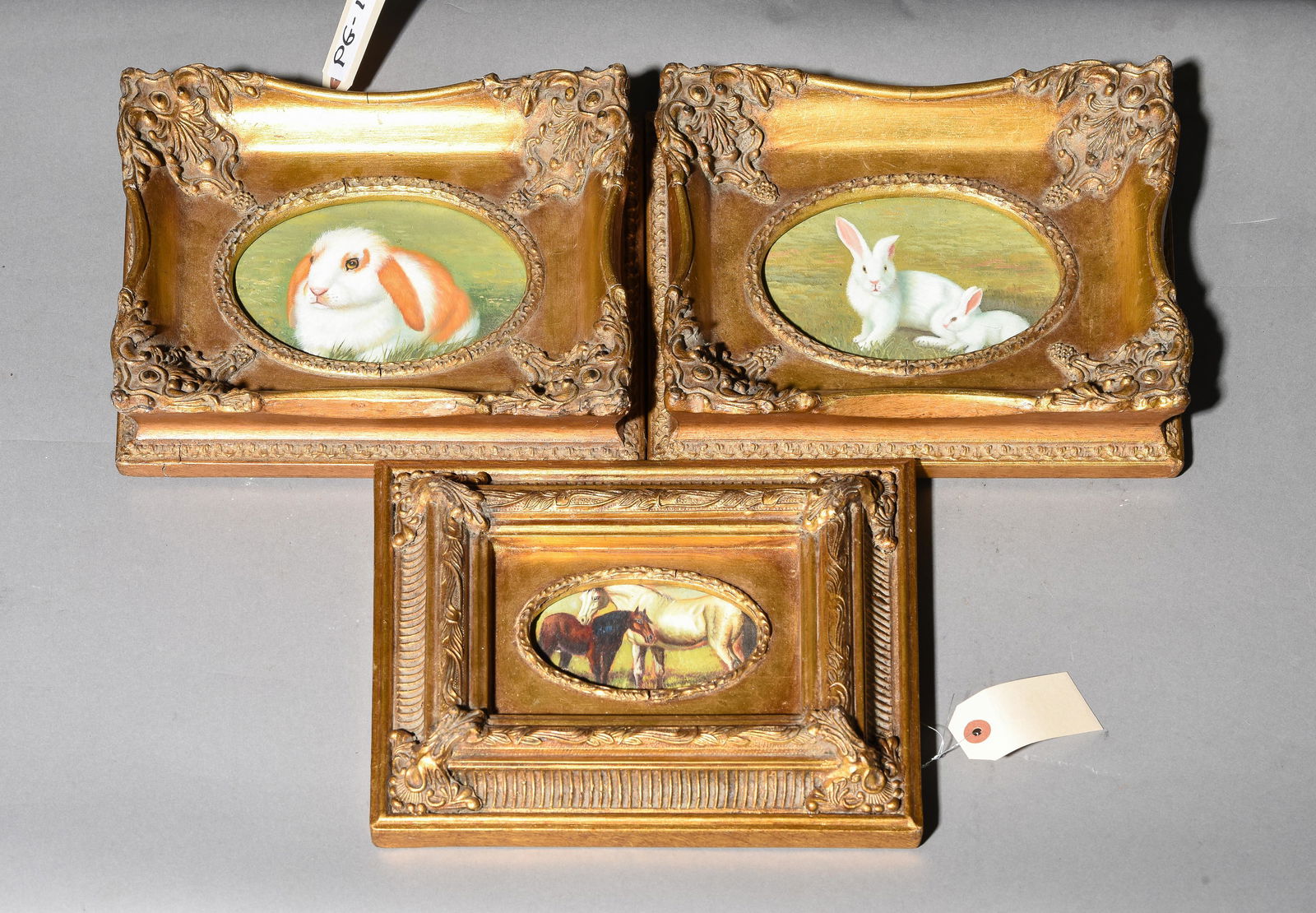 3pcs Small Gold Framed Art - Rabbits & Horses (1 of 5)