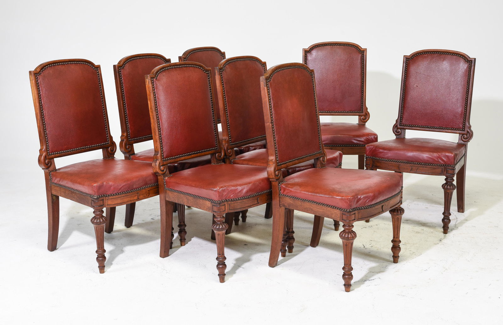 Set of 8 Henri II Style Walnut Dining Chairs (1 of 3)