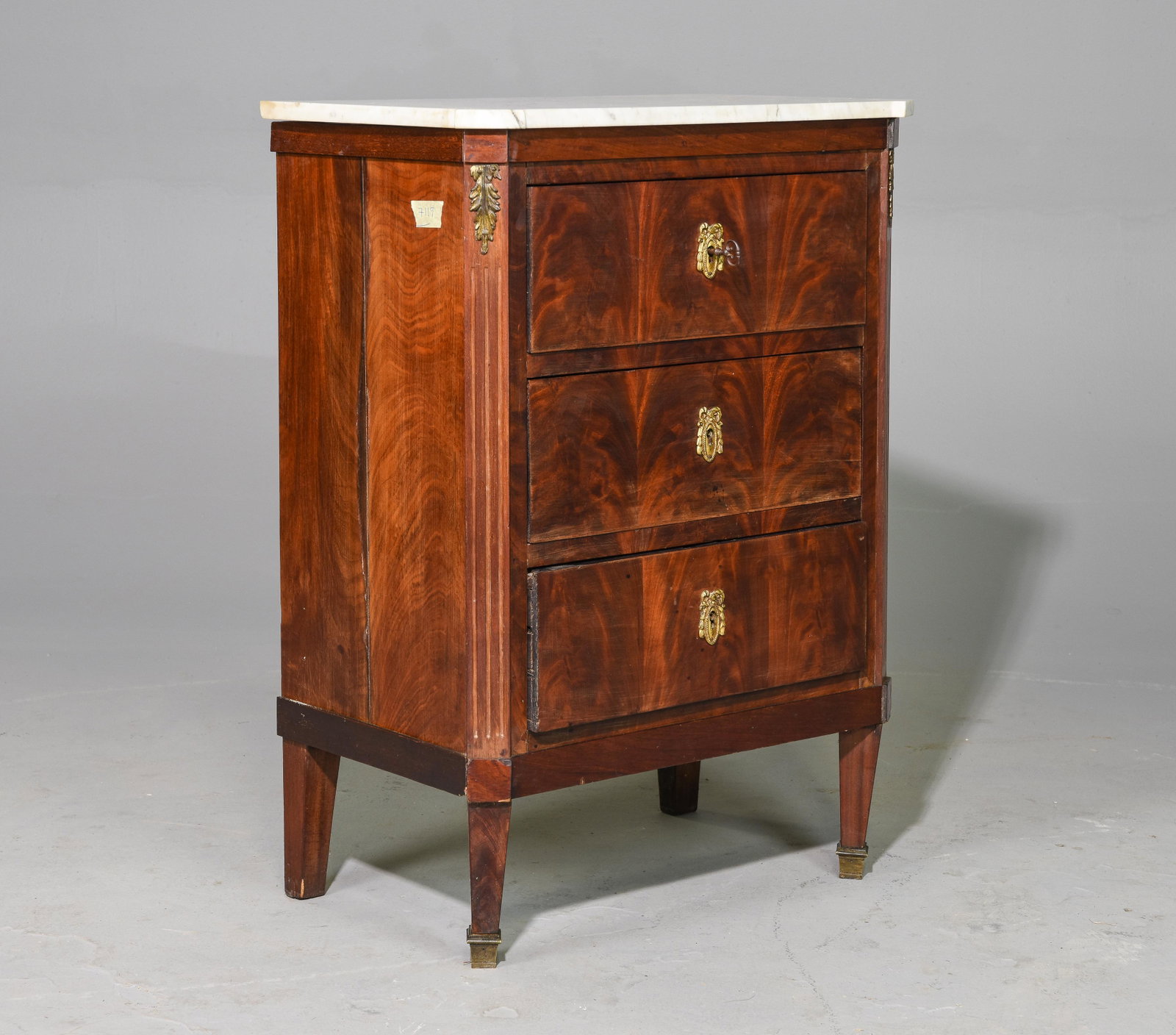 Louis XVI Style Marble Top Occasional Chest: French Louis XVI Style Marble Top Occasional Chest - 33 in tall x 24 x 15
