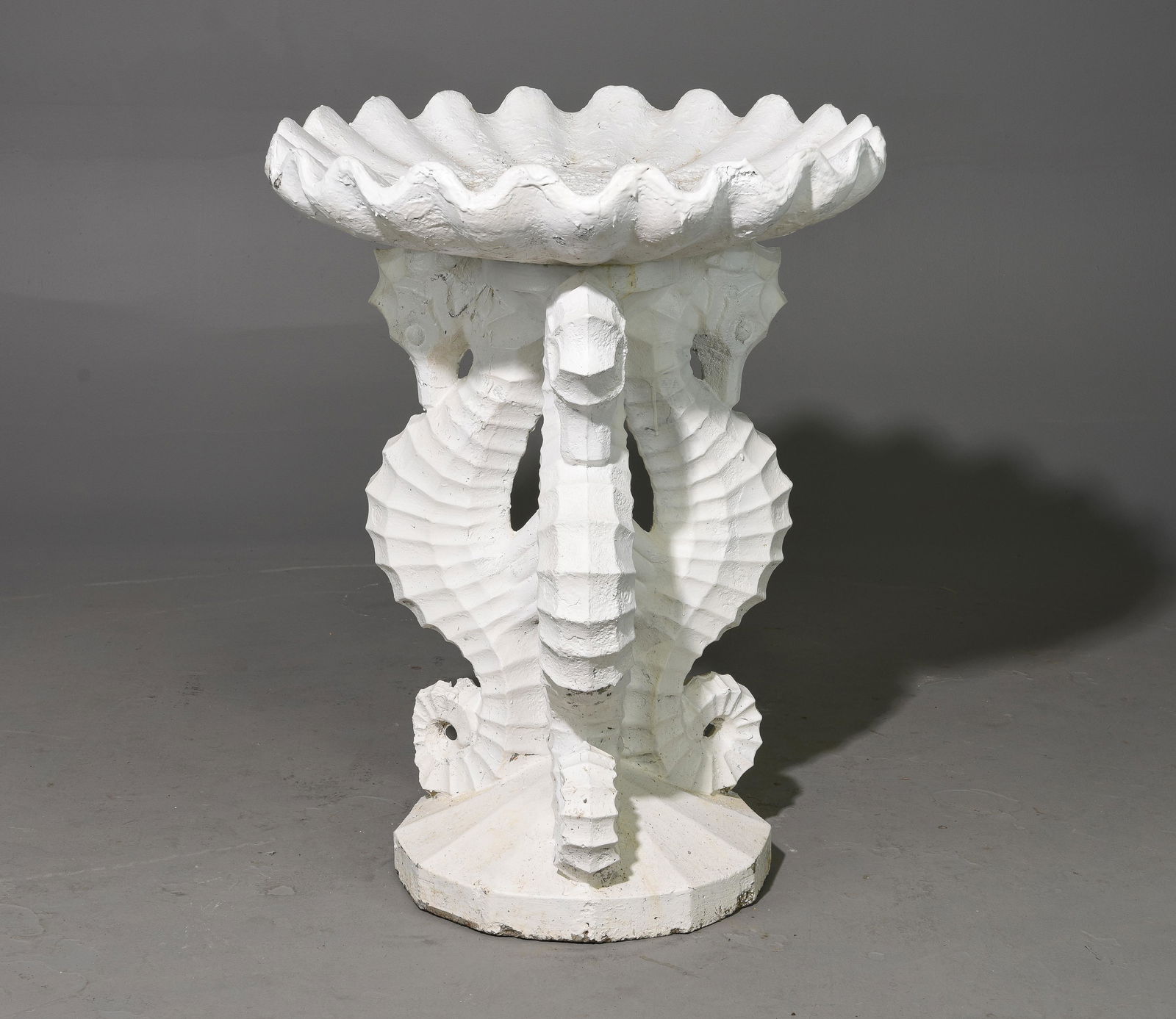 Cast Stone / Concrete Painted Sea Horse Bird Bath (1 of 3)