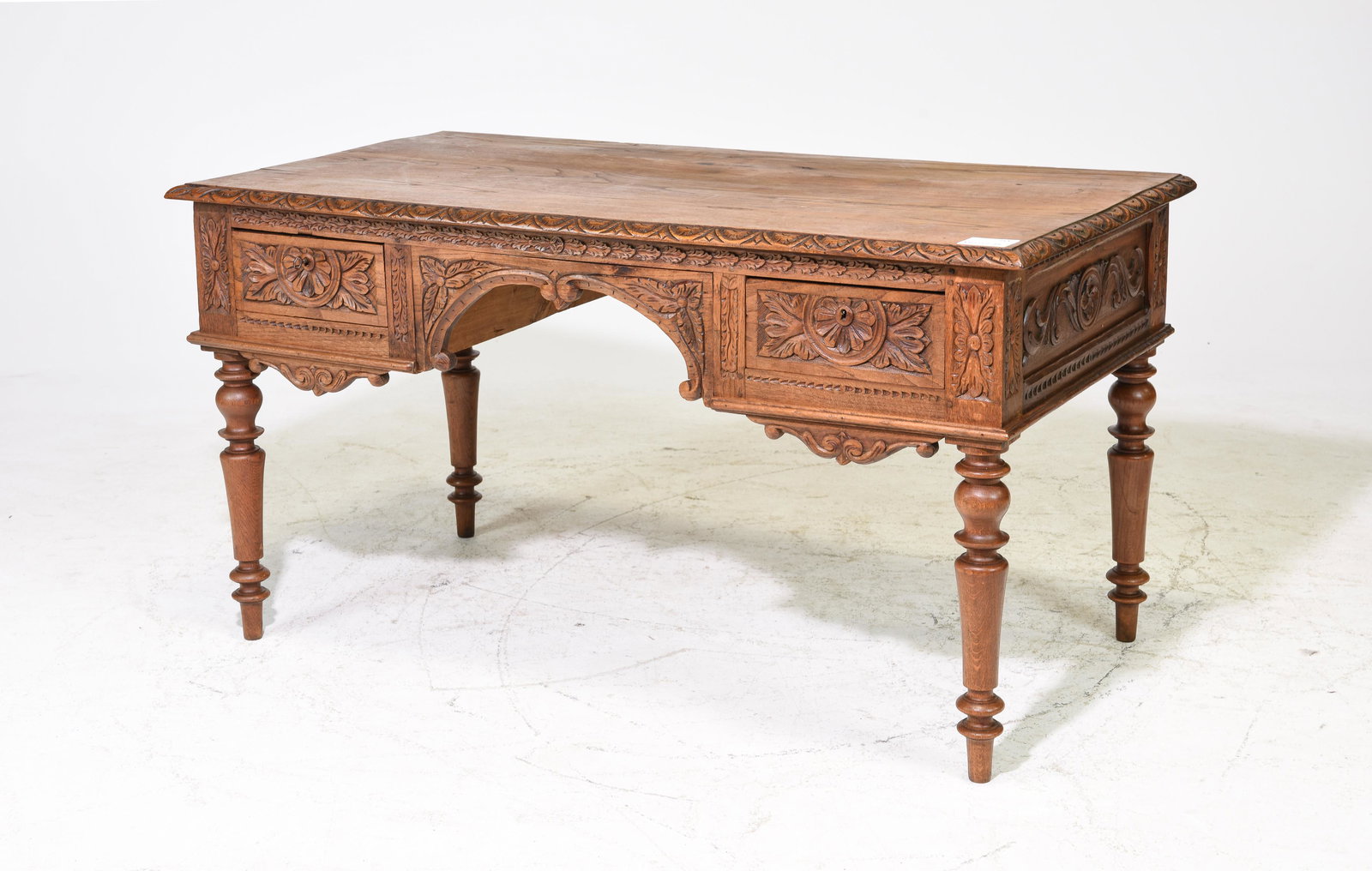 Henri II Style Carved Oak Desk / Writing Table (1 of 4)