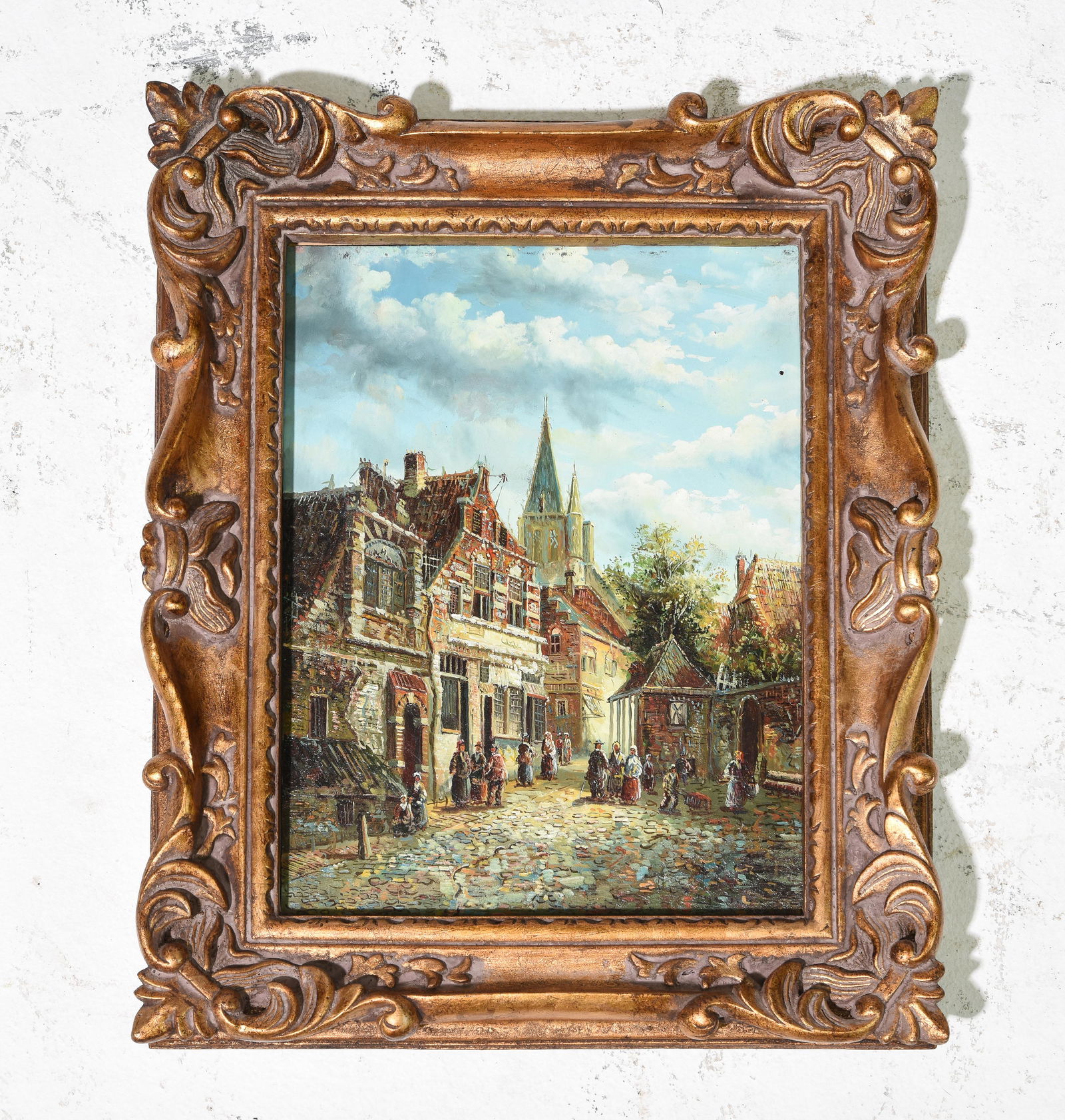 Gold Framed Oil on Board - Street Scene (1 of 2)