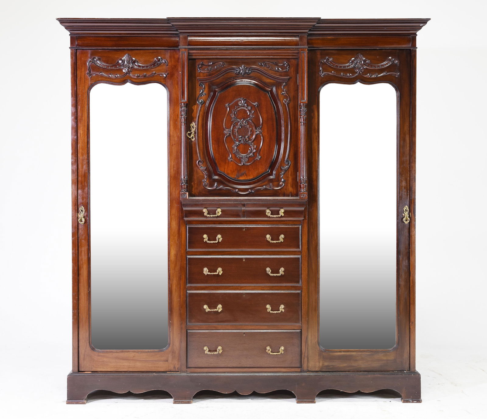 English Monumental Carved Mahogany Armoire (1 of 10)