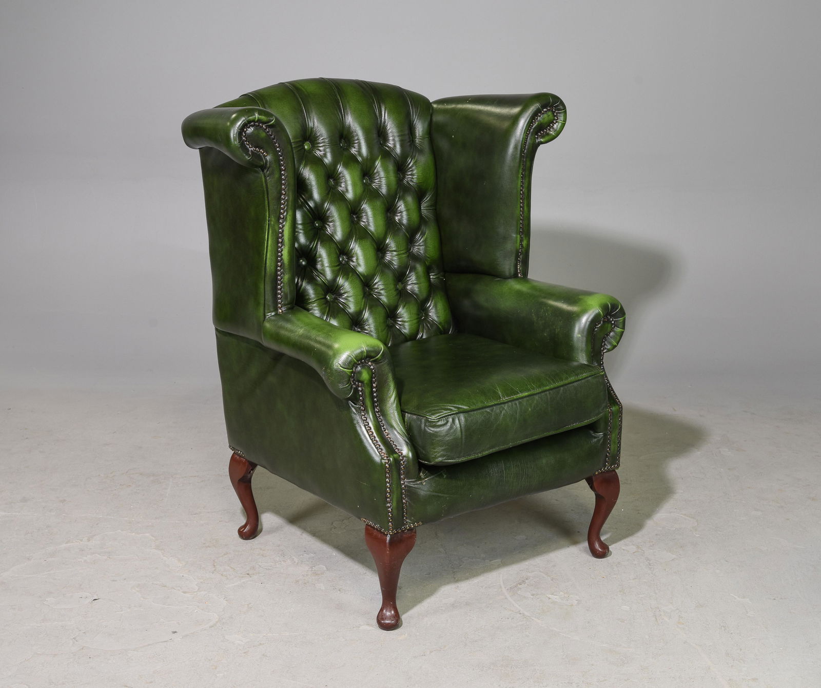 British Green Leather Chesterfield Arm Chair #2 (1 of 4)
