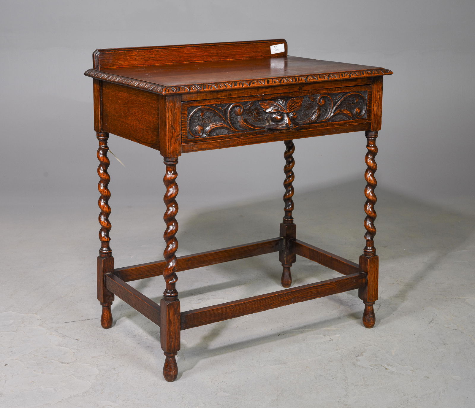 British Oak Barley Twist Single Drawer Hall Table (1 of 4)