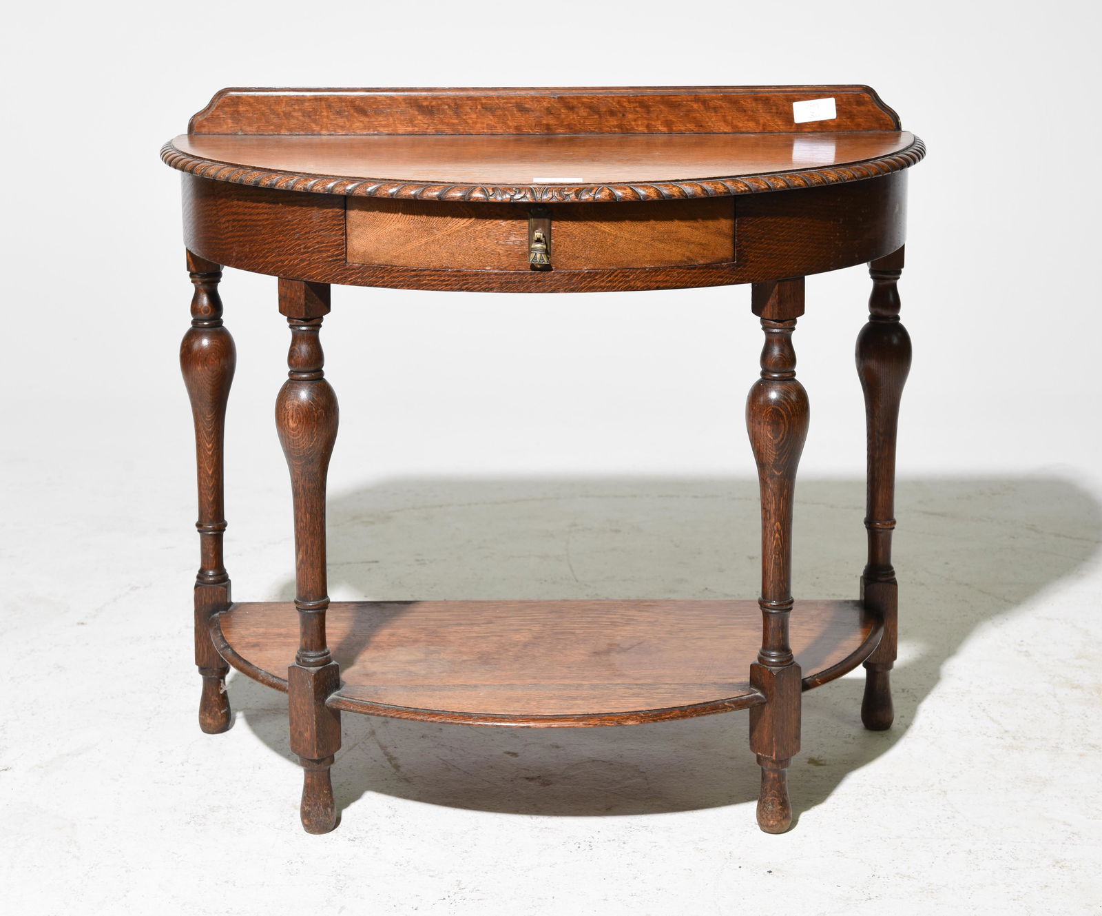English Oak Demilune Hall Table / Console with Drawer (1 of 4)