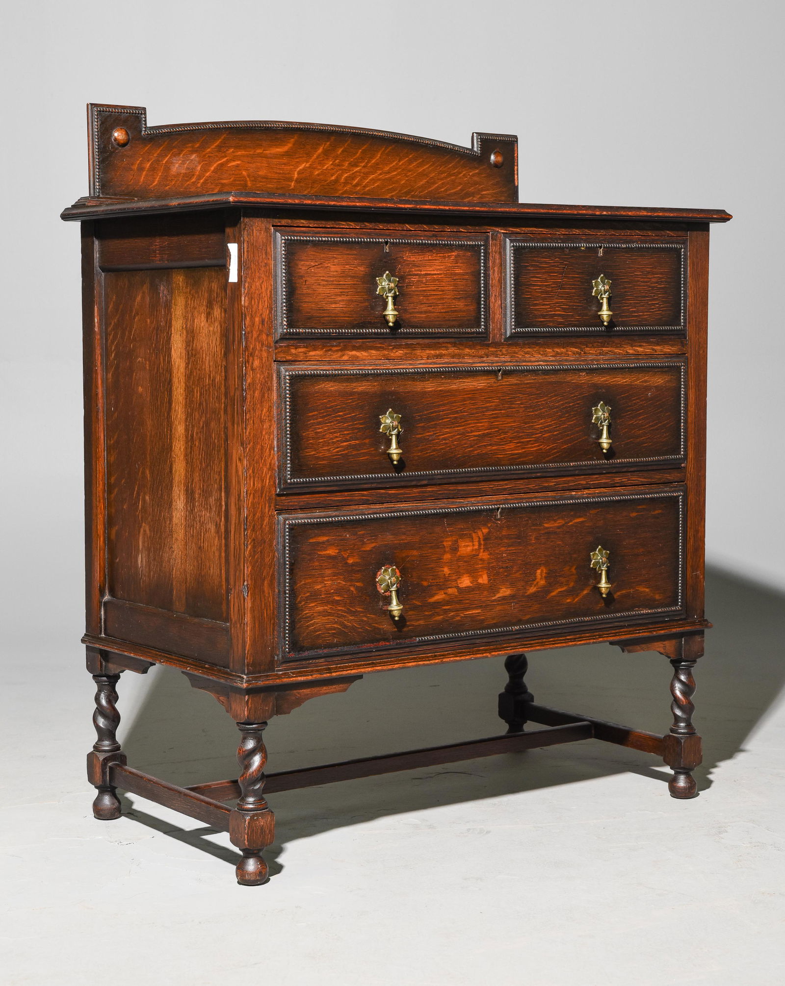 British Oak 4 Drawer Barley Twist Chest (1 of 4)