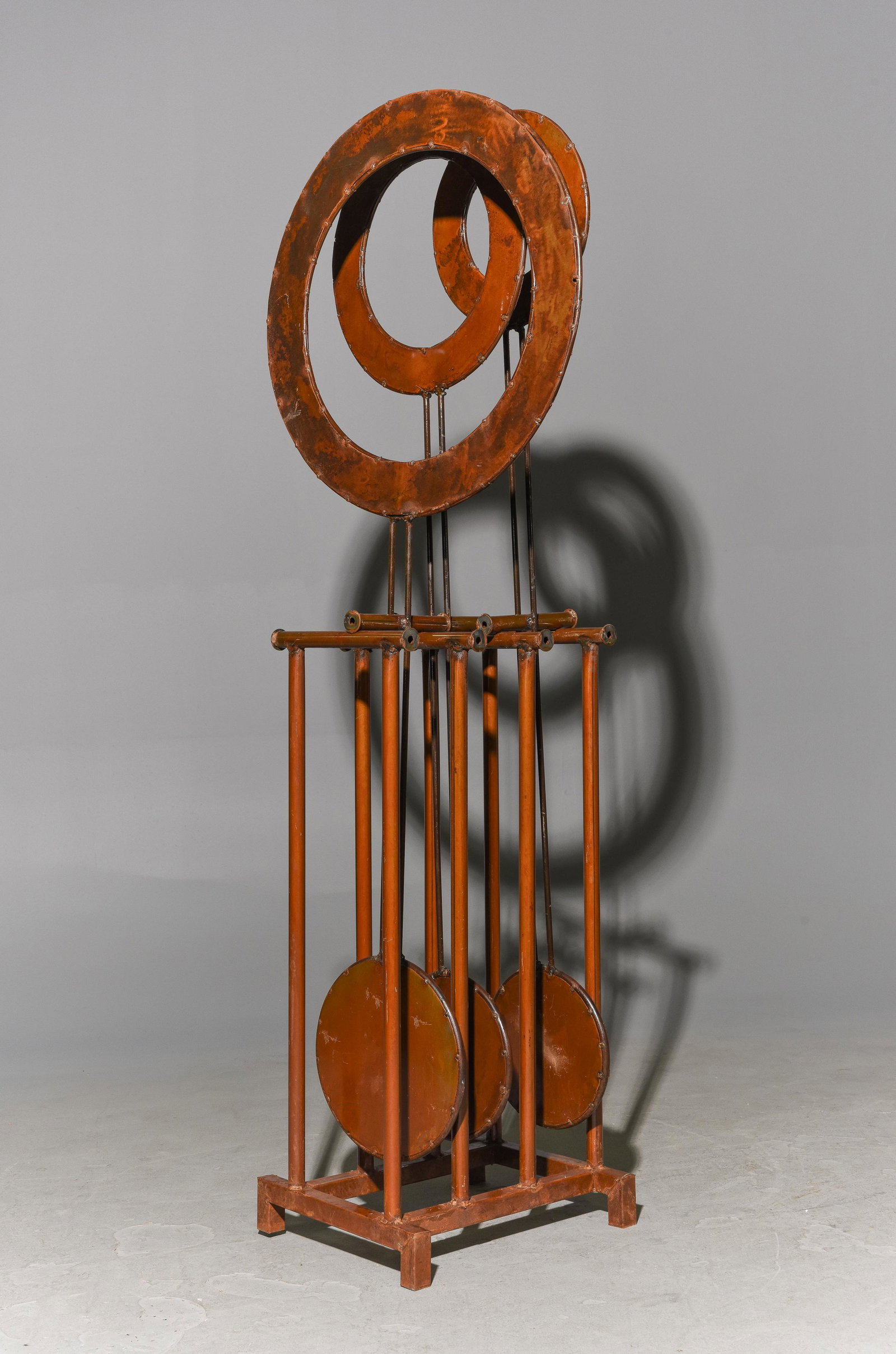 Metal Outdoor / Indoor Kinetic Art Pendulum Sculpture: Metal Outdoor / Indoor Kinetic Art Pendulum Sculpture - 68 in tall x 18 x 25