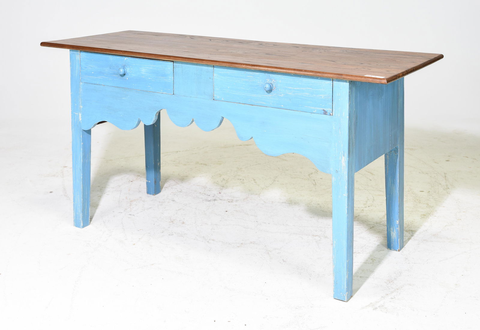 Blue Painted Base 2 Drawer Table (1 of 5)