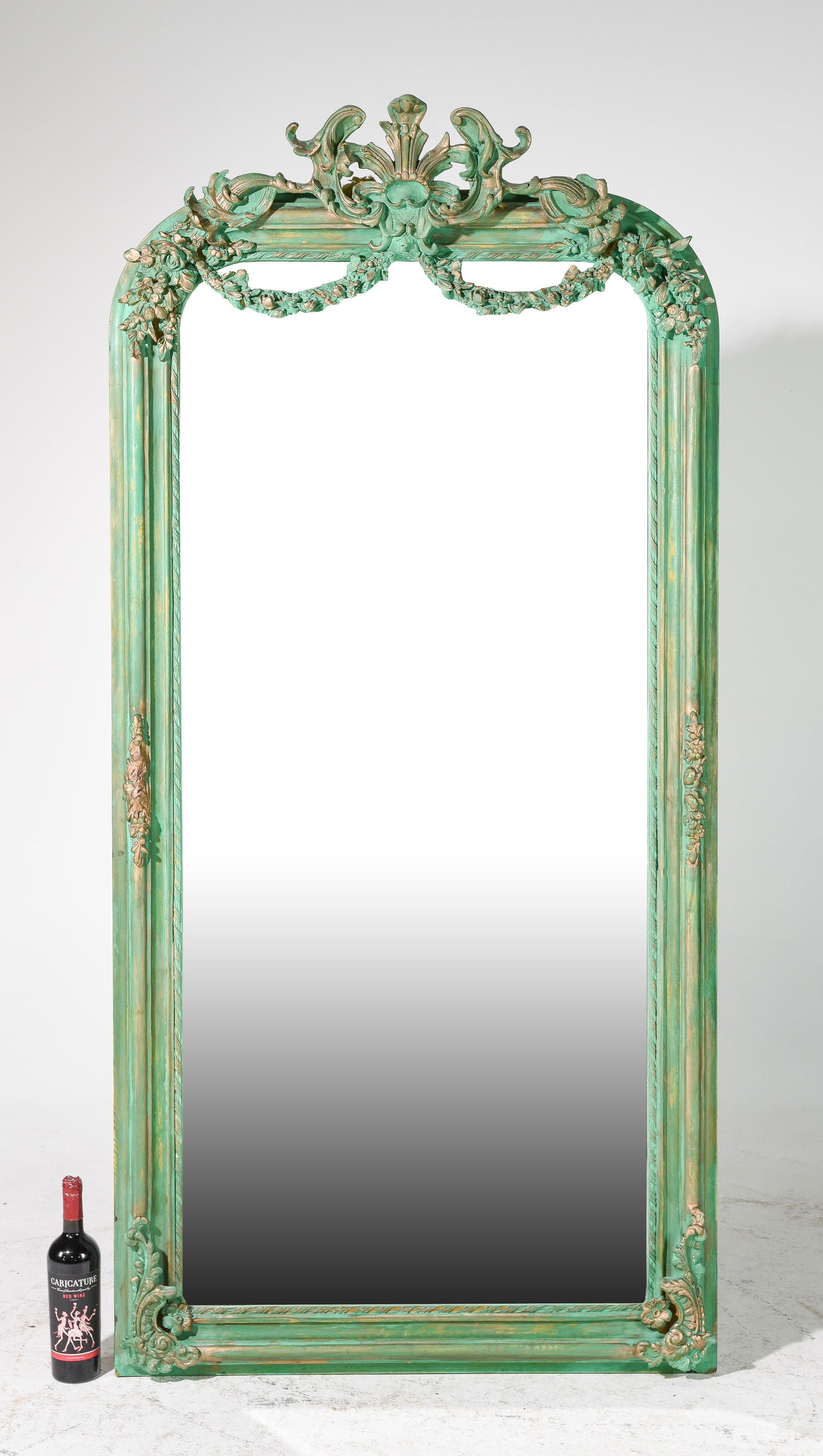 French Style Green Painted Framed Beveled Mirror (1 of 4)