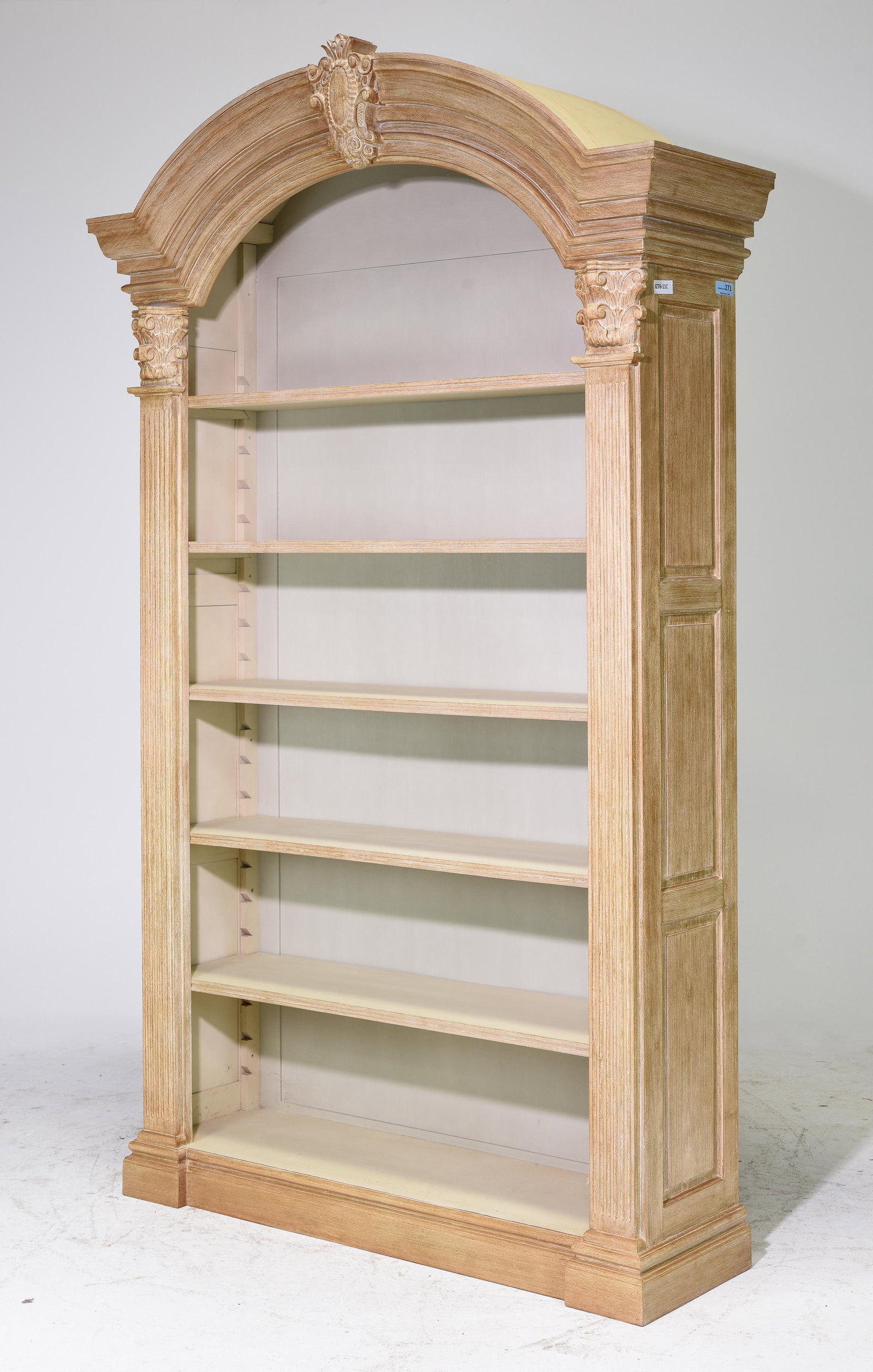 Continental Style Dome Top Bookshelf: Continental Style Dome Top Bookshelf in Beachstone Finish - 97 in tall x 58 x 18