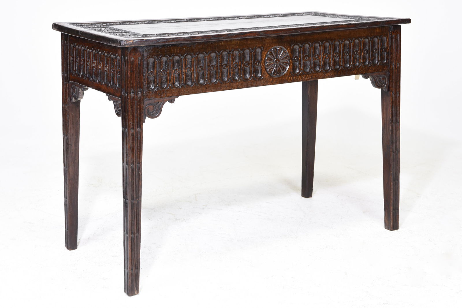 British Carved Oak Hall Table with Drawer c.1920's (1 of 3)