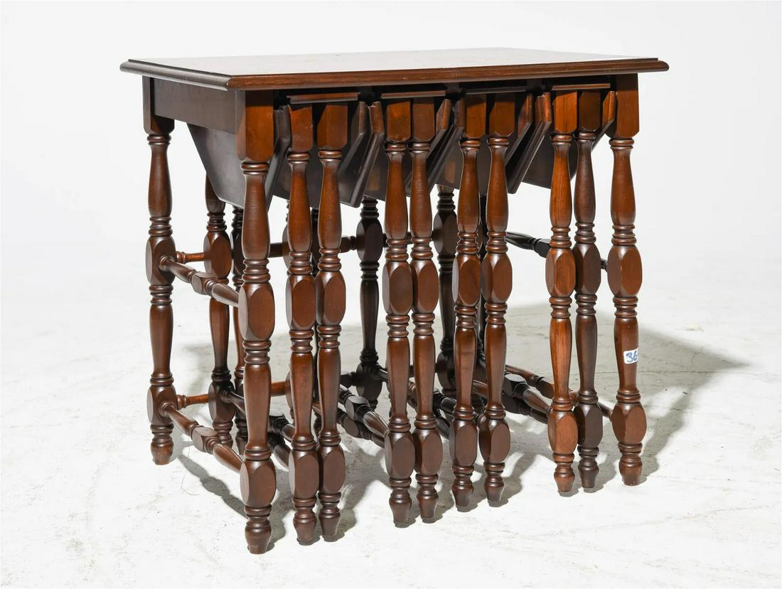 English Oak Nest of 5 Tables: English Oak Nest of 5 Tables - 36 in tall x 24 x 20
