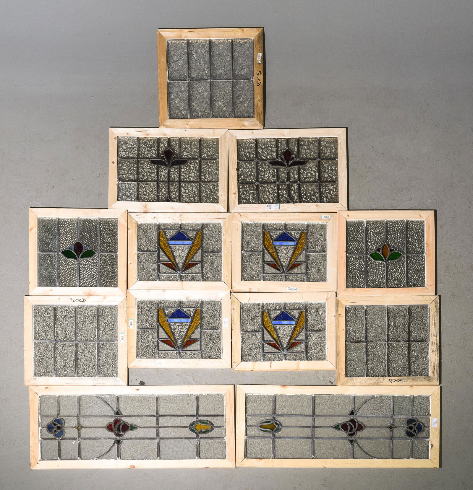 13 Assorted Newly Framed Stained Glass Windows (1 of 6)