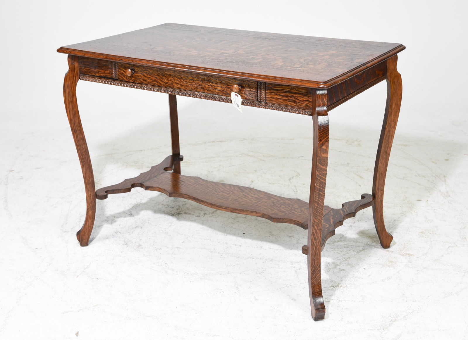 American Tiger Oak Single Drawer Writing Table (1 of 4)