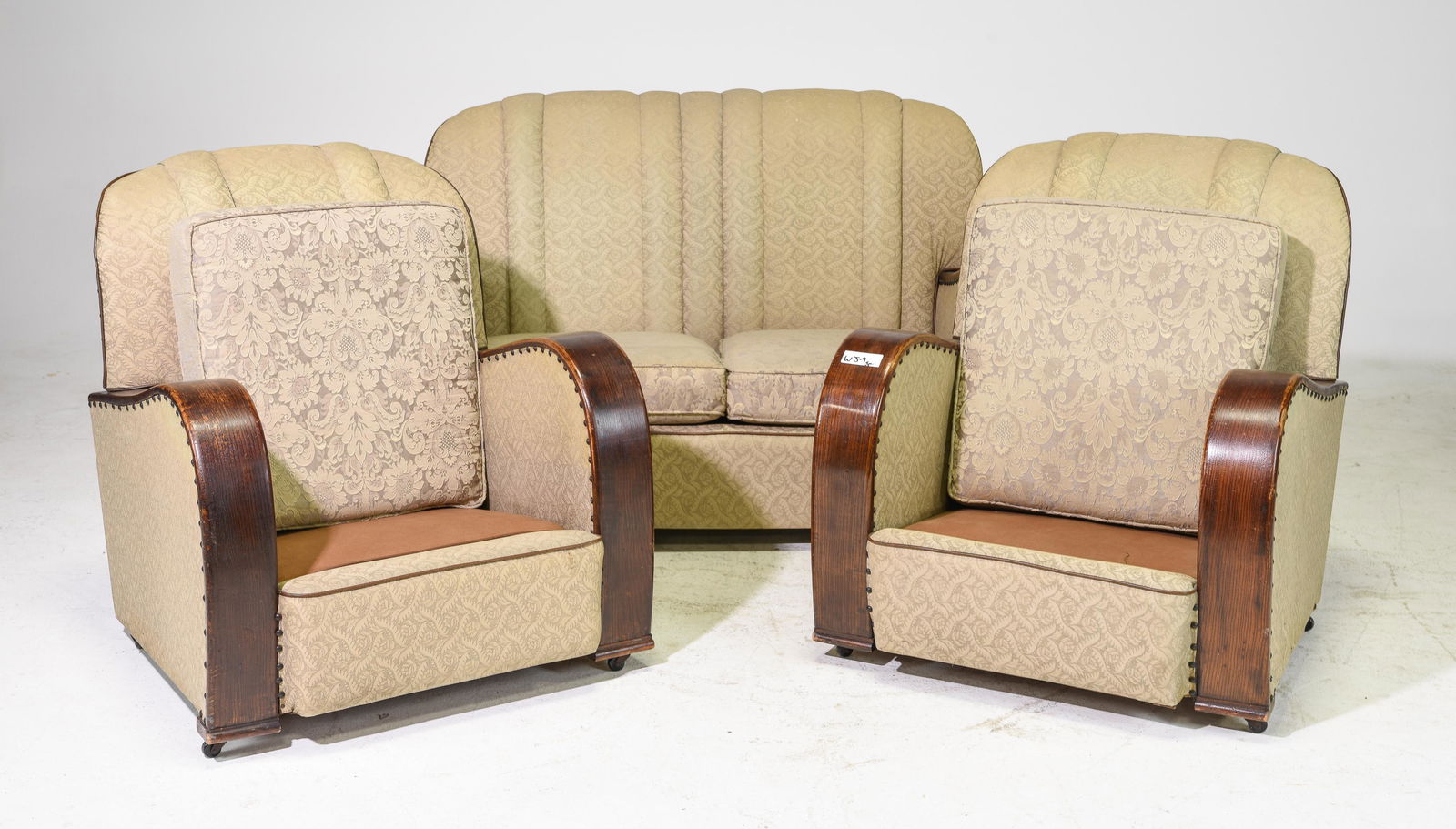 American Art Deco 2 Seater Sofa & 2 Arm Chairs (1 of 12)