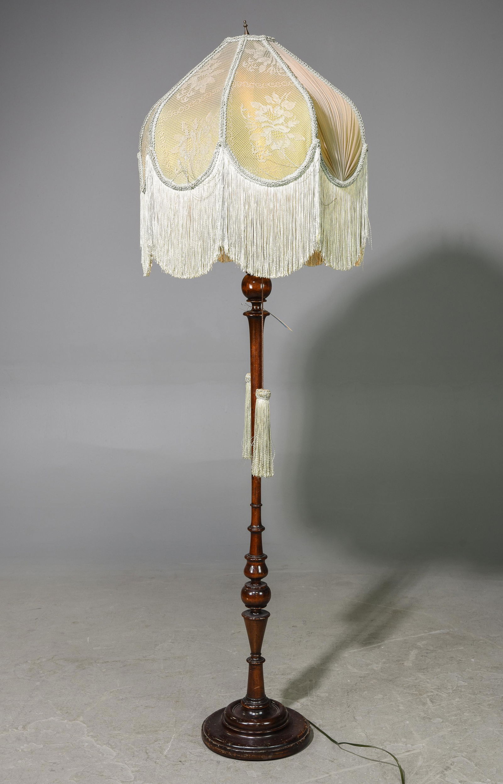 Mahogany Floor Lamp with Shade (1 of 4)