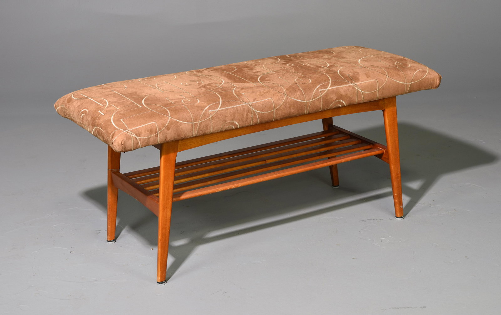 Mid Century Modern Style Bench with Magazine Shelf (1 of 4)