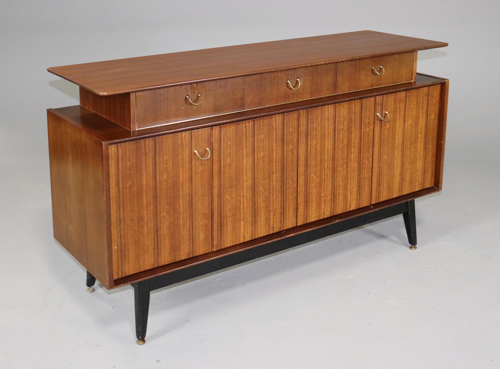 Mid Century Sideboard by G-Plan - Black & Tola Range: Danish Modern Style Credenza by British Maker Gplan - 34 in tall x 59 x 19