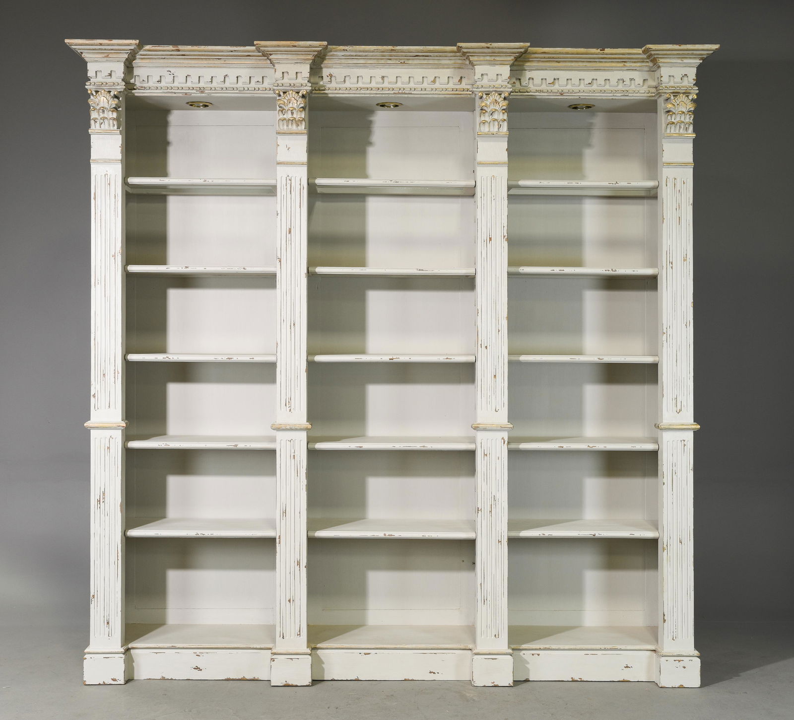 Large Painted Open Bookcase with Dental Carving (1 of 7)