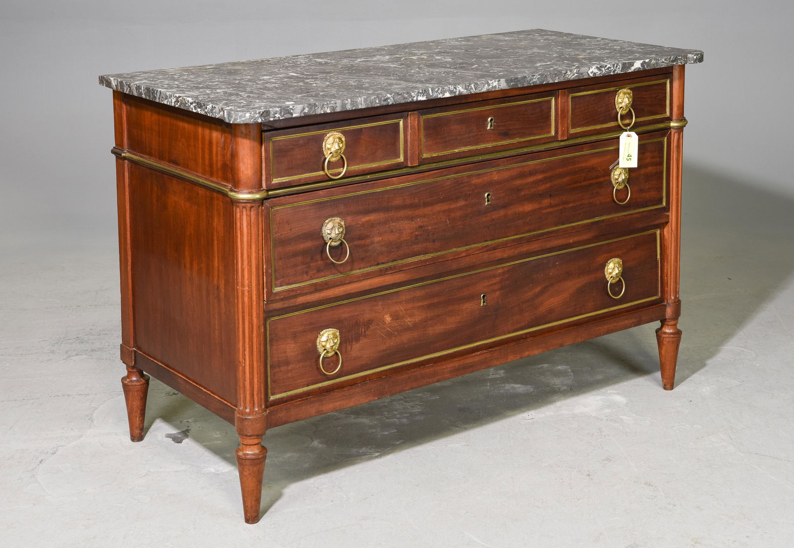 Louis XVI Style Mahogany Marble Top Chest (1 of 9)