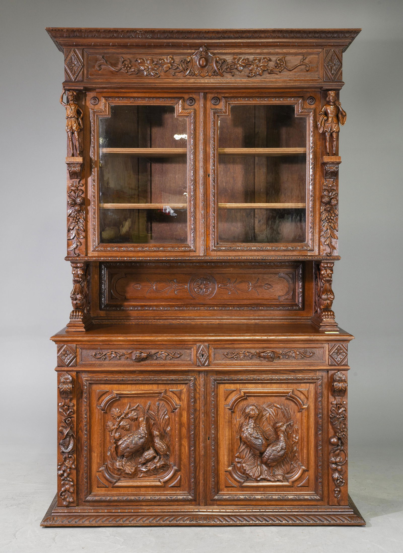 French Renaissance Style Carved Oak Double Buffet (1 of 11)