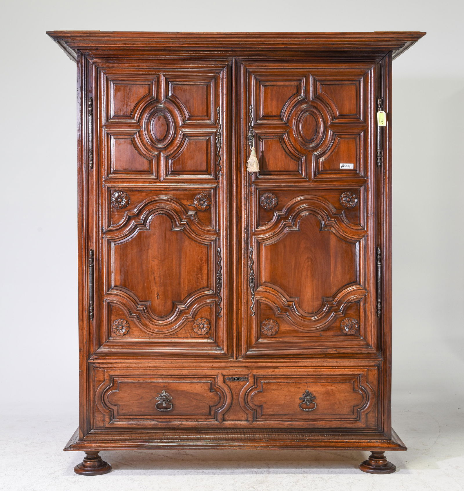French Heavy Carved Walnut Armoire