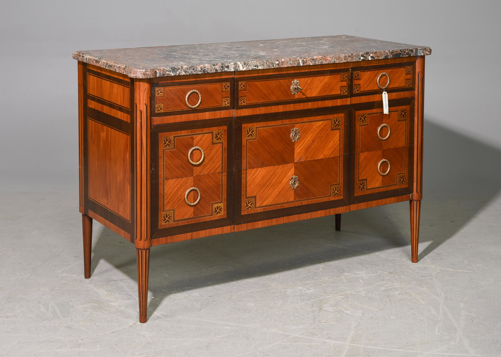 Louis XVI Style Marble Top Mahogany Chest (1 of 6)