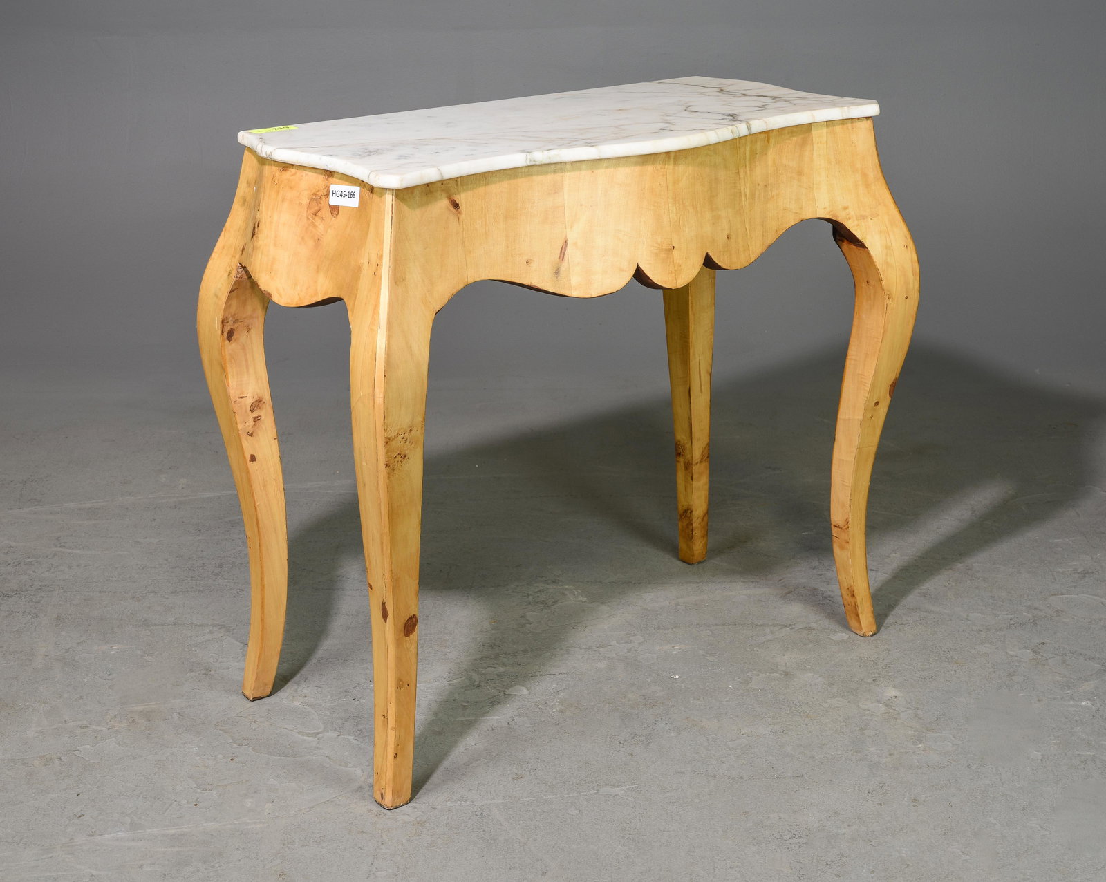 White Marble Top Burled Console / Hall Table (1 of 2)