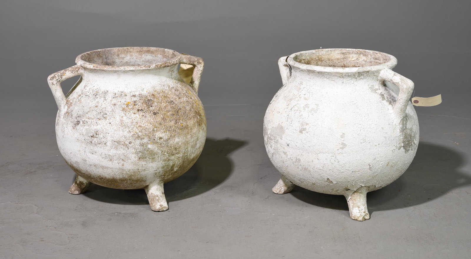2 Willy Guhl Industrial Marmite Cauldron Planters: 2 Willy Guhl Industrial Marmite Cauldron Planters. - 19 in tall x 21 x 19 These are great mid-century style industrial planters by Swiss architect & designer Willy Guhl. These white painted cauldron s