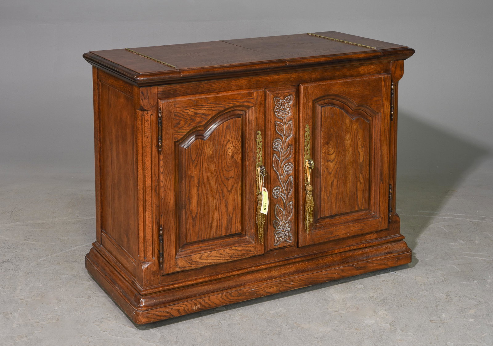 Hickory Cocktail / Bar Cabinet with Flip Top: Hickory Cocktail / Bar Cabinet with Flip Top - 33 in tall x 42 x 19 when closed