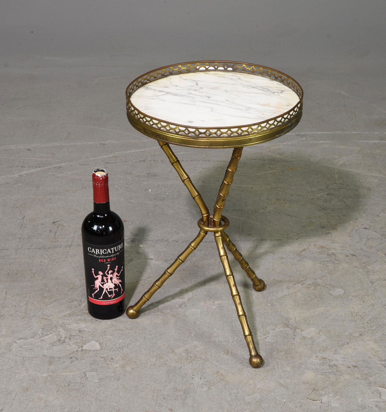 Heavy Faux Bamboo Base Marble Top Table (1 of 2)