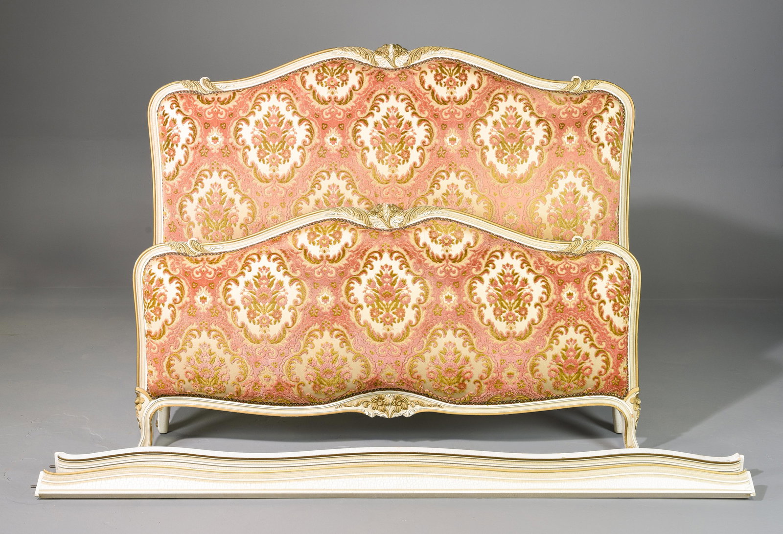 Louis XV Style Painted Upholstered Bed with Rails (1 of 3)