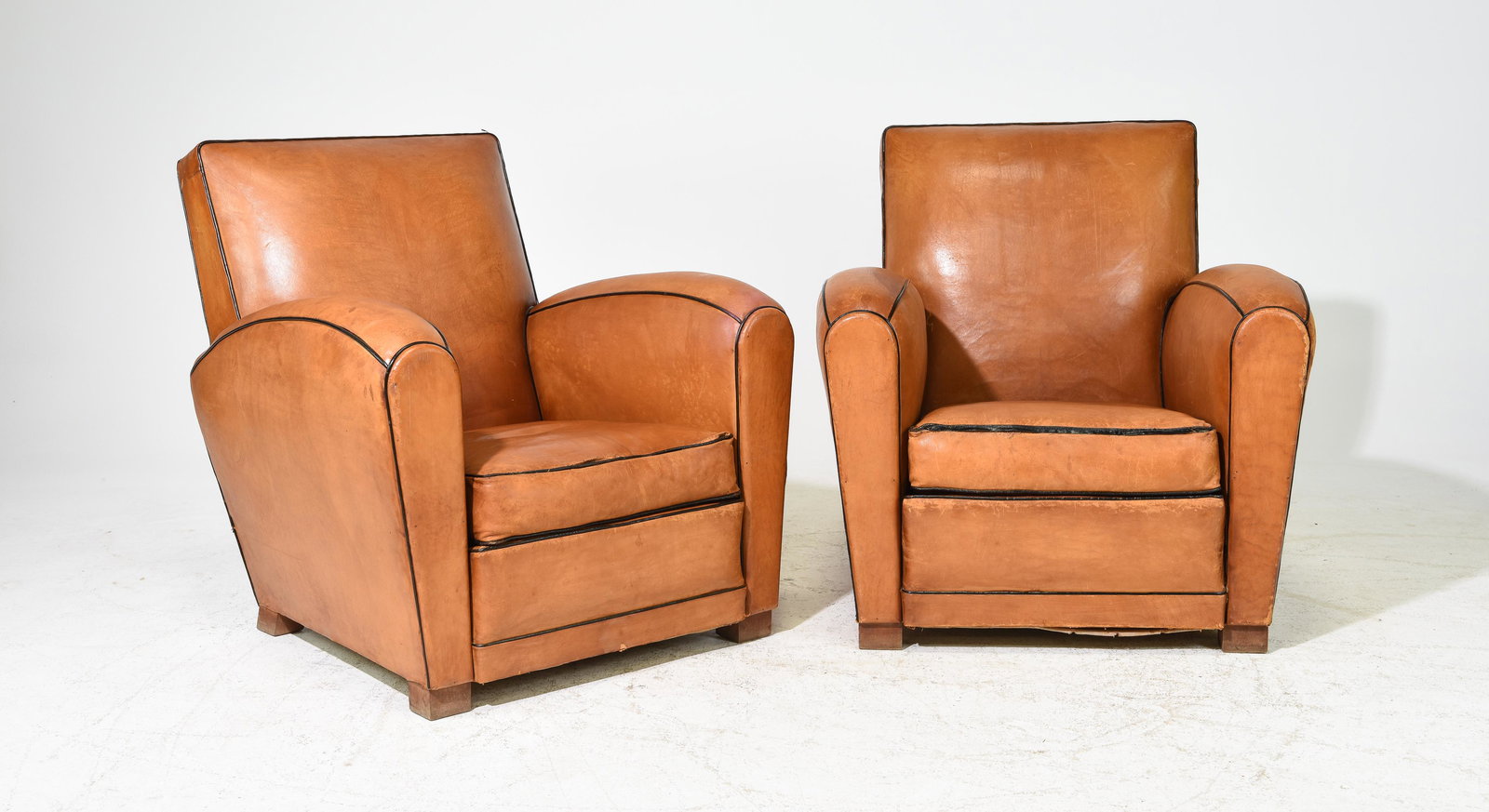 2 French Leather Art Deco Style Club Chairs (1 of 6)