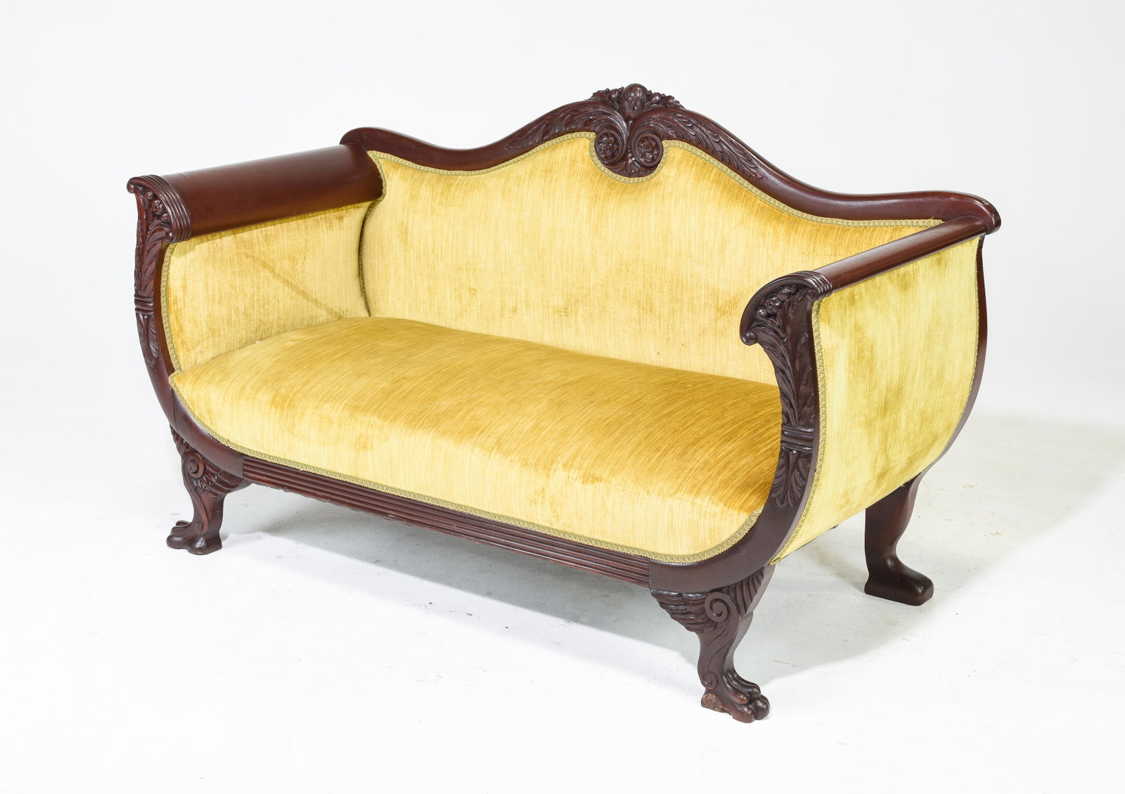 Louis Philippe Style Mahogany Sofa: French Louis Philippe Style Mahogany Sofa - 34 in tall x 58 x 24, Seat height is 14 inches