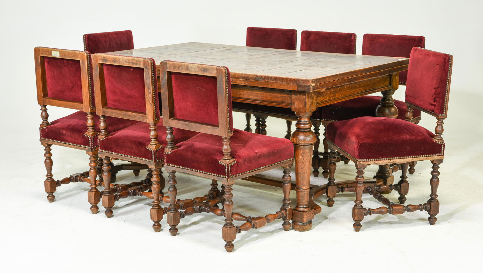 Louis XIII Style Oak Draw Leaf Table & 8 Chairs (1 of 8)