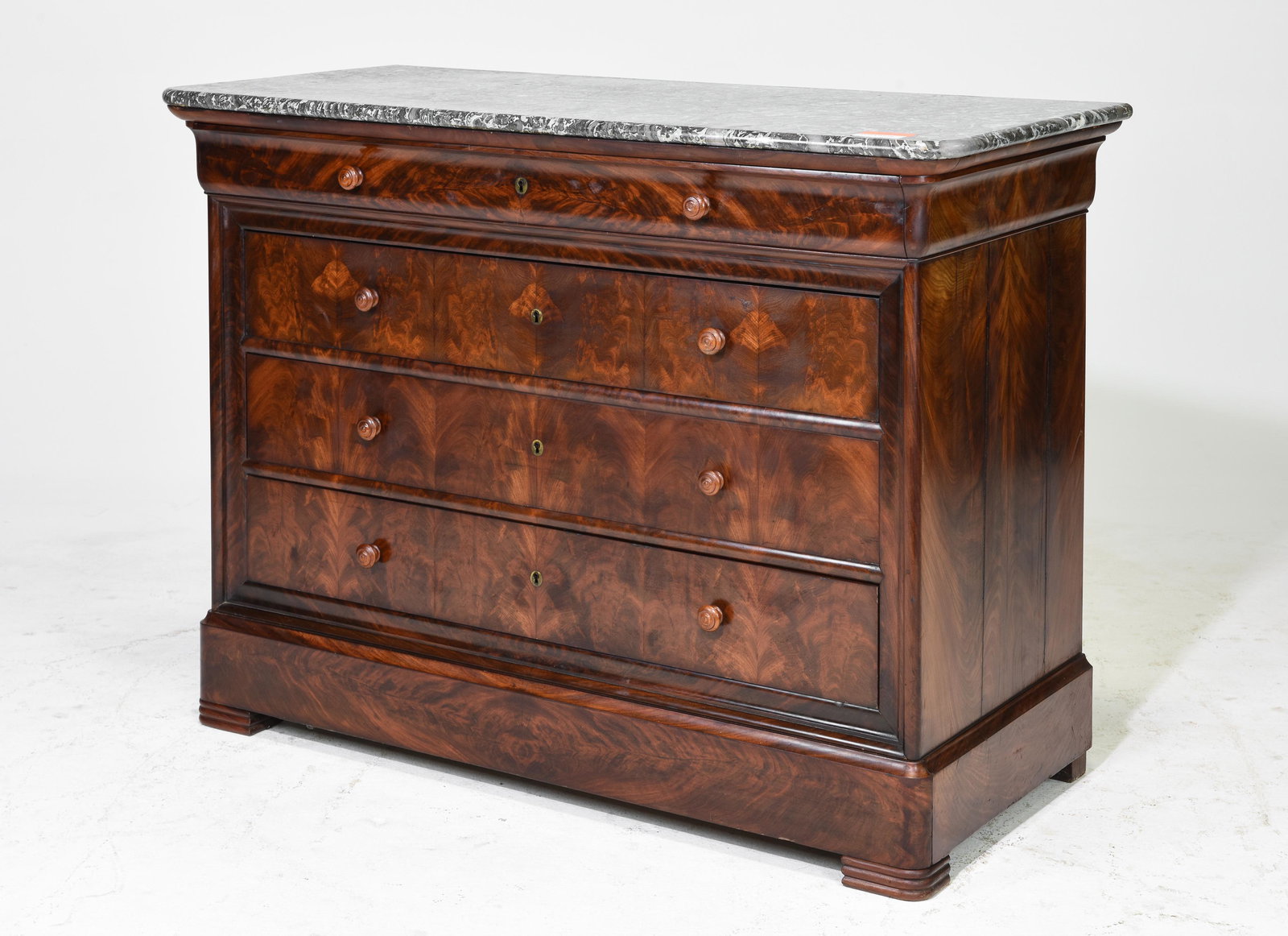 Louis Philippe Style Marble Top Mahogany Commode (1 of 6)