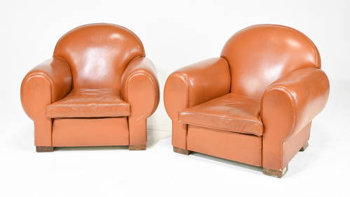 2 French Leather Club Chairs (1 of 10)