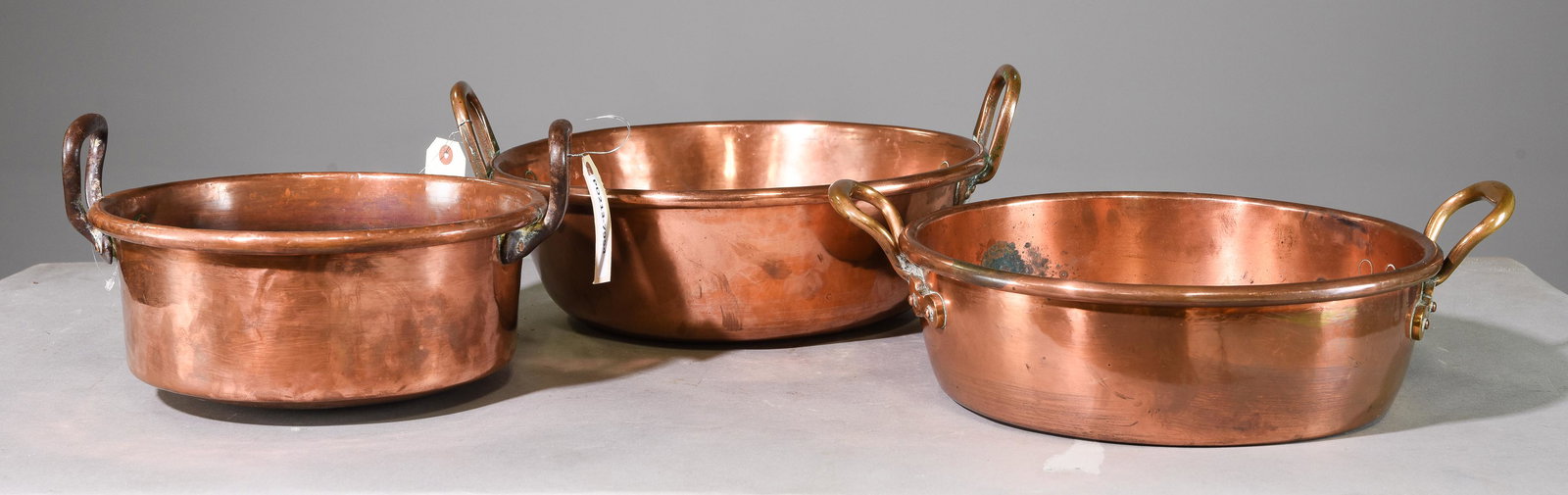 3 Graduated French Polished Copper Jam Pans (1 of 5)